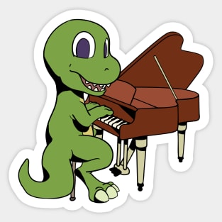 Cartoon TREX plays the piano Sticker